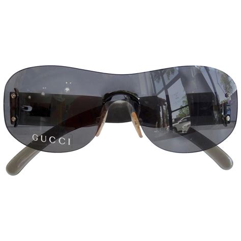 gucci logo across rimless sunglasses shield|vintage gucci rimless sunglasses.